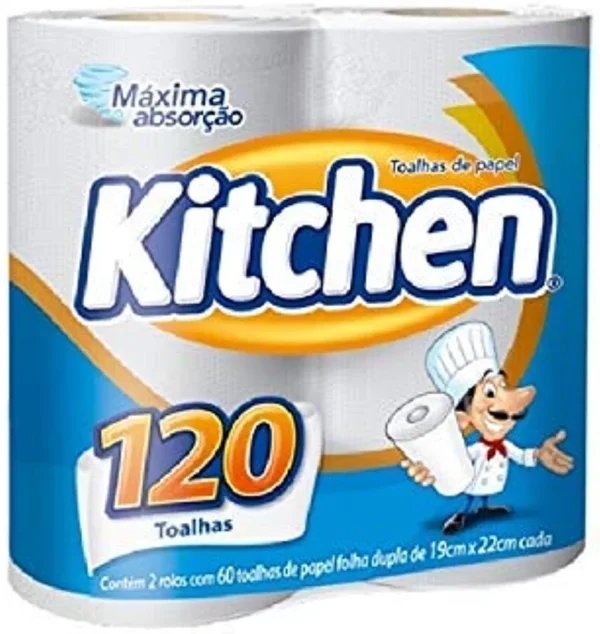 Papel Toalha Kitchen Folha Dupla 2 rolos - caixa com 10 un.